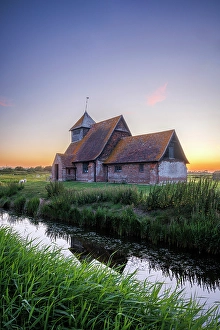 Marsh Prints: St. Thomas Becket Church, Fairfield, Romney Marsh, Kent, England, UK