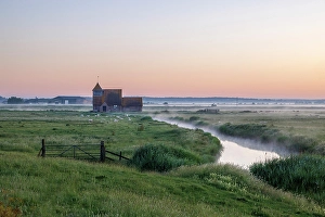 Marsh Prints: St. Thomas Becket Church, Fairfield, Romney Marsh, Kent, England, UK
