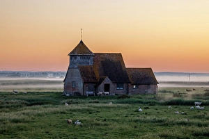 Marsh Prints: St. Thomas Becket Church, Fairfield, Romney Marsh, Kent, England, UK
