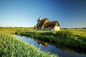 Marsh Prints: St. Thomas Becket Church, Fairfield, Romney Marsh, Kent, England, UK