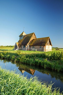 Marsh Prints: St. Thomas Becket Church, Fairfield, Romney Marsh, Kent, England, UK