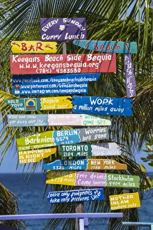 St Vincent and The Grenadines, Bequia, Sign posts at Lower Bay