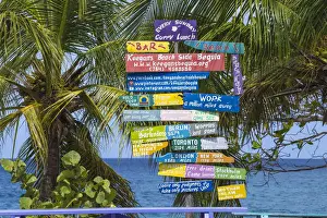Signpost Prints: St Vincent and The Grenadines, Bequia, Sign posts at Lower Bay