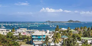 St Vincent and The Grenadines, Union Island, View of Clifton towards Palm Island