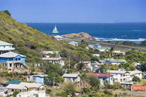 St Vincent and The Grenadines, Union Island, View of Clifton and airport runway