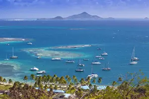 Union Island Prints: St Vincent and The Grenadines, Union Island with Petit St Vincent with Carriacou