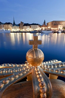 Stadsholmen Island and Gamla Stan from Skeppsholmen Bridge, Stockholm, Sweden Stadsholmen Island and Gamla Stan from Skeppsholmen Bridge, Stockholm, Sweden