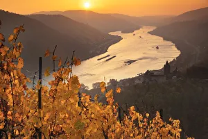 Stahleck and Rhine River, Bacharach, Rhine Valley, Rhineland-Palatinate, Germany