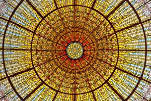 Images Dated 4th February 2021: Stained-glass skylight, Palace of Catalan Music concert hall, Barcelona, Catalonia, Spain