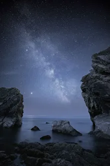 Milky Way Prints: Stair Hole at night with Milky Way, West Lulworth, Jurassic Coast World Heritage Site