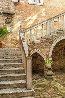 Dorsoduro Prints: Staircase in a courtyard in Dorsoduro, Venice, Veneto, Italy