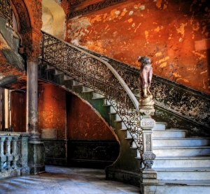 Cuban Gallery: Staircase in the old building / entrance to La Guarida restaurant, Havana, Cuba, Caribbean
