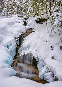 Watercourse Prints: Stairs Falls in winter with blue ice