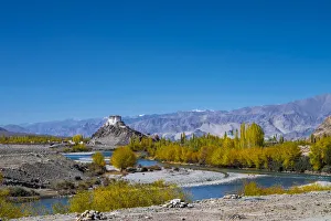 Images Dated 19th May 2016: Stakna Monastery, Leh, Ladakh, North India. View from opposite bank of Indus river