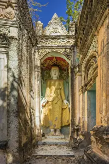 Sagaing Division Prints: Standing Buddha statue, Hpo Win Daung Caves (AKA Phowintaung Caves), Monywa