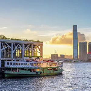 Tsim Sha Tsui Prints: Star Ferry at Wan Chai Pier and International Commerce Centre, Hong Kong
