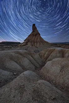 Environment Prints: Star trails, Castel de Tierra, Bardenas Reales Natural Park, Navarra, Spain