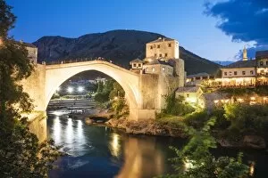 Images Dated 16th May 2017: Stari Most Bridge at night, Mostar, Bosnia & Hercegovina