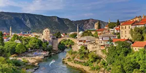 View From Above Prints: Stari most, Old Bridge, 16th century Ottoman bridge, Mostar, Bosnia