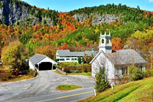 Chapel Prints: Stark Covered Bridge, New Hampshire, New England, USA