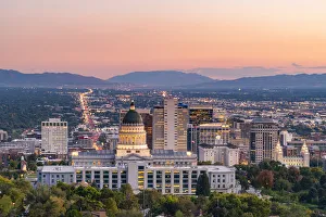 State Capital building and skyline of Salt Lake City, Utah, USA