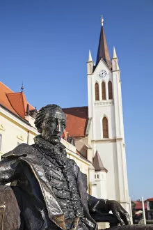 Statue of Count Gyorgy outside Franciscan Church, Keszthely, Lake Balaton, Hungary
