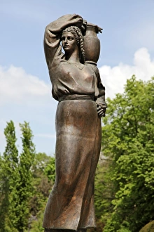 Bucharest Prints: Statue as part of a fountain in the Herăstrău Park in Bucharest