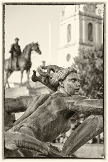 Trafalgar Square Prints: Statue in a fountain in Trafalgar Square, London, England, UK