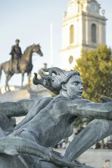 Trafalgar Square Prints: Statue in a fountain in Trafalgar Square, London, England, UK