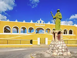 Arcade Prints: Statue of the friar Diego de Landa in front of the Convent of San Antonio de Padua