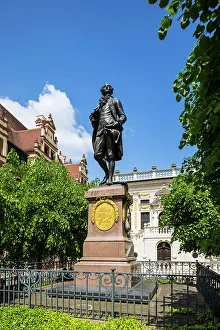 Leipzig Prints: Statue of Goethe, Leipzig, Saxony, Germany