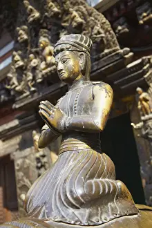 Nepal Prints: Statue at Golden Temple, Patan (UNESCO World Heritage Site), Kathmandu, Nepal