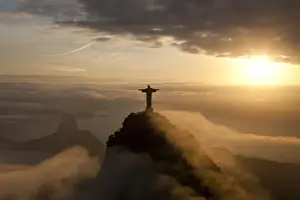 Statues Prints: Statue of Jesus, known as Cristo Redentor (Christ the Redeemer), on Corcovado mountain