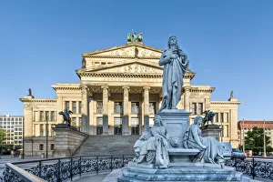 Statue and Konzerthaus, Gendarmenmarkt, Berlin, Germany