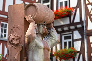 Traditional Building Prints: Statue in Kornmarkt, Limburg, Hesse, Germany