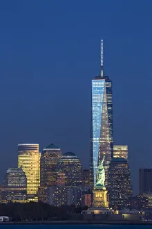 Statue of Liberty, One World Trade Center and Downtown Manhattan across the Hudson River Statue of Liberty, One World Trade Center and Downtown Manhattan across the Hudson River