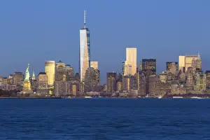 Development Prints: Statue of Liberty, One World Trade Center and Downtown Manhattan across the Hudson River