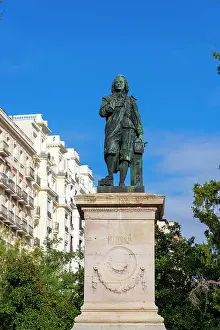 Baroque Style Prints: Statue of painter Bartolome Esteban Murillo against sky at Plaza de Murillo, Madrid, Spain