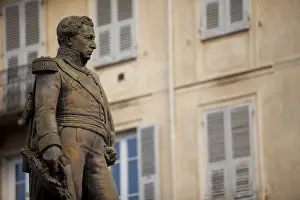 Bust Prints: The statue of Pascal Paoli in the main streets and centre of Corte in northern Corsica