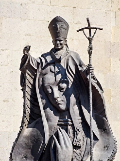 Figure Prints: Statue of Pope John Paul II in front of the Metropolitan Cathedral
