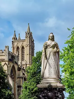 Queen Prints: Statue of Queen Victoria and Cathedral Church of the Holy and Undivided Trinity