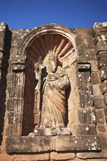 Mission Prints: Statue at ruins of Jesuit mission at Trinidad (UNESCO World Heritage Site), Itapua