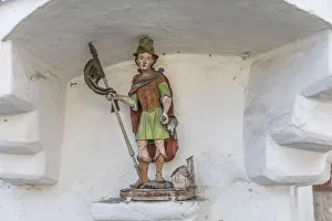Hohe Tauern Prints: Statue of Saint Florian at the historic inn Neuwirt in Virgen, Virgen valley, East Tyrol