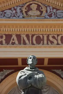 San Francisco Church Prints: The statue of San Francisco in front of the Basilica Menor y Convento de San Francisco