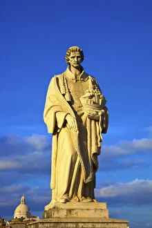 Statue of St. Vincent, Luzia Square, Lisbon, Portugal