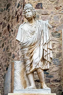 Theatre Prints: Statue on the stage, Roman Theatre, Merida, Extremadura, Spain