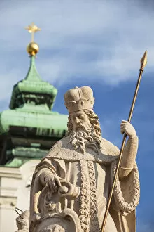 Statue on Trinity Column in Szechenyi Square, Gyor, Western Transdanubia, Hungary