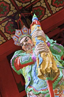 Images Dated 26th March 2018: Statue Of Vaisravana One Of The Four Heavenly Kings At Wong Tai Sin Temple, Hong Kong