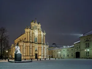 Time Of Day Prints: Statue of Wyszynski and Roman Catholic Church of the Visitants