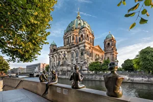 Statues in front of Berlin Dome and Spree River, Berlin, Germany